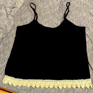 Black Tank Top w/ adjustable straps and lace detail